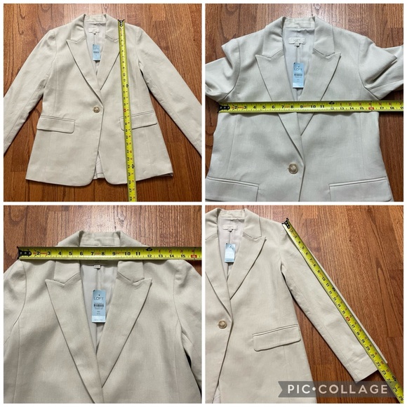 NWT LOFT neutral cotton linen blend single button blazer size 00 P petite - Picture 13 of 13